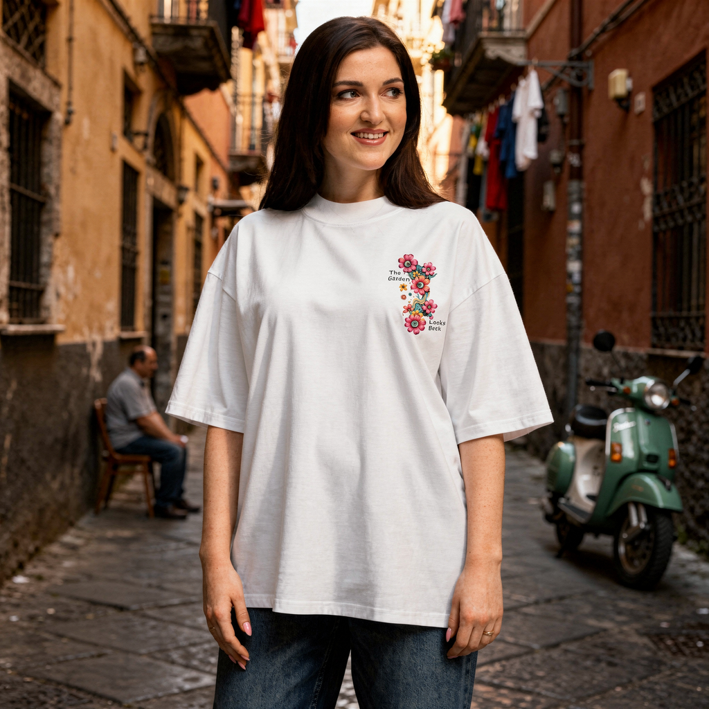 The Garden Looks Back • Oversized organic t-shirt