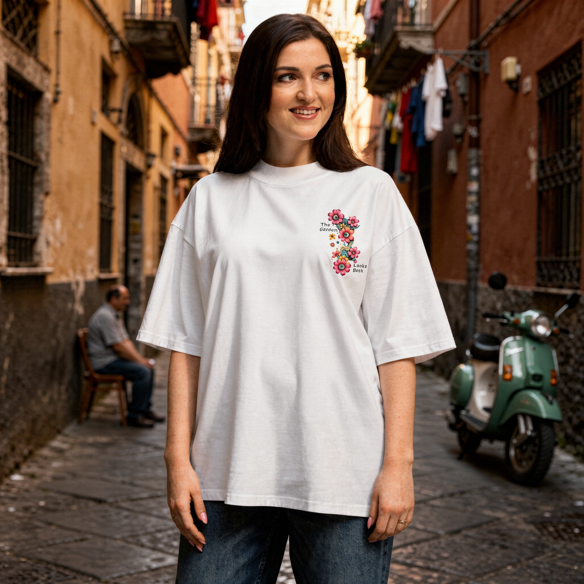The Garden Looks Back • Oversized organic t-shirt