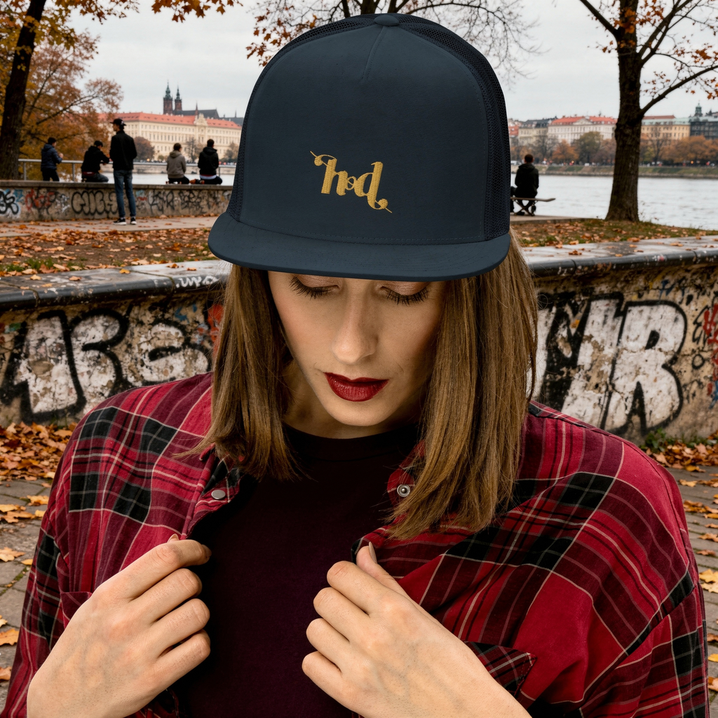 5 Panel Trucker Cap • Flat Bill
